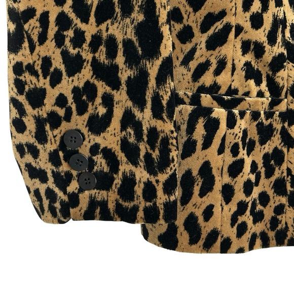 Vintage BCBG Leopard Velvet Jacket Sz 6 Tan Black Y2k Indie Rock NYE Glam USA - Picture 8 of 12